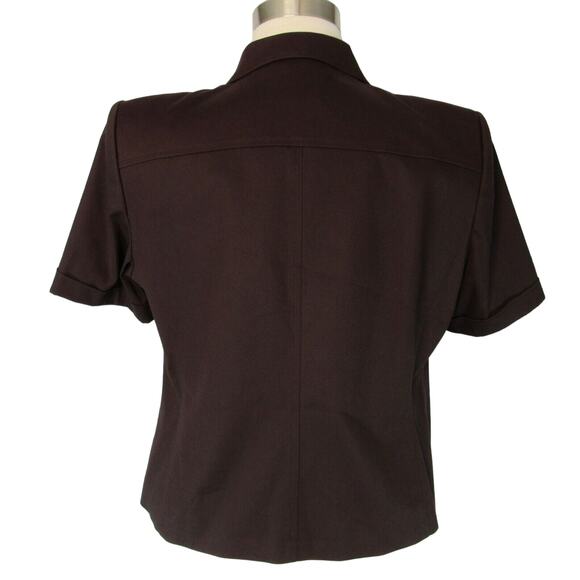 Talbots Petites Career Blazer Blouse Jacket Stretch Brown Short Sleeves 16WP NWT - Picture 2 of 8